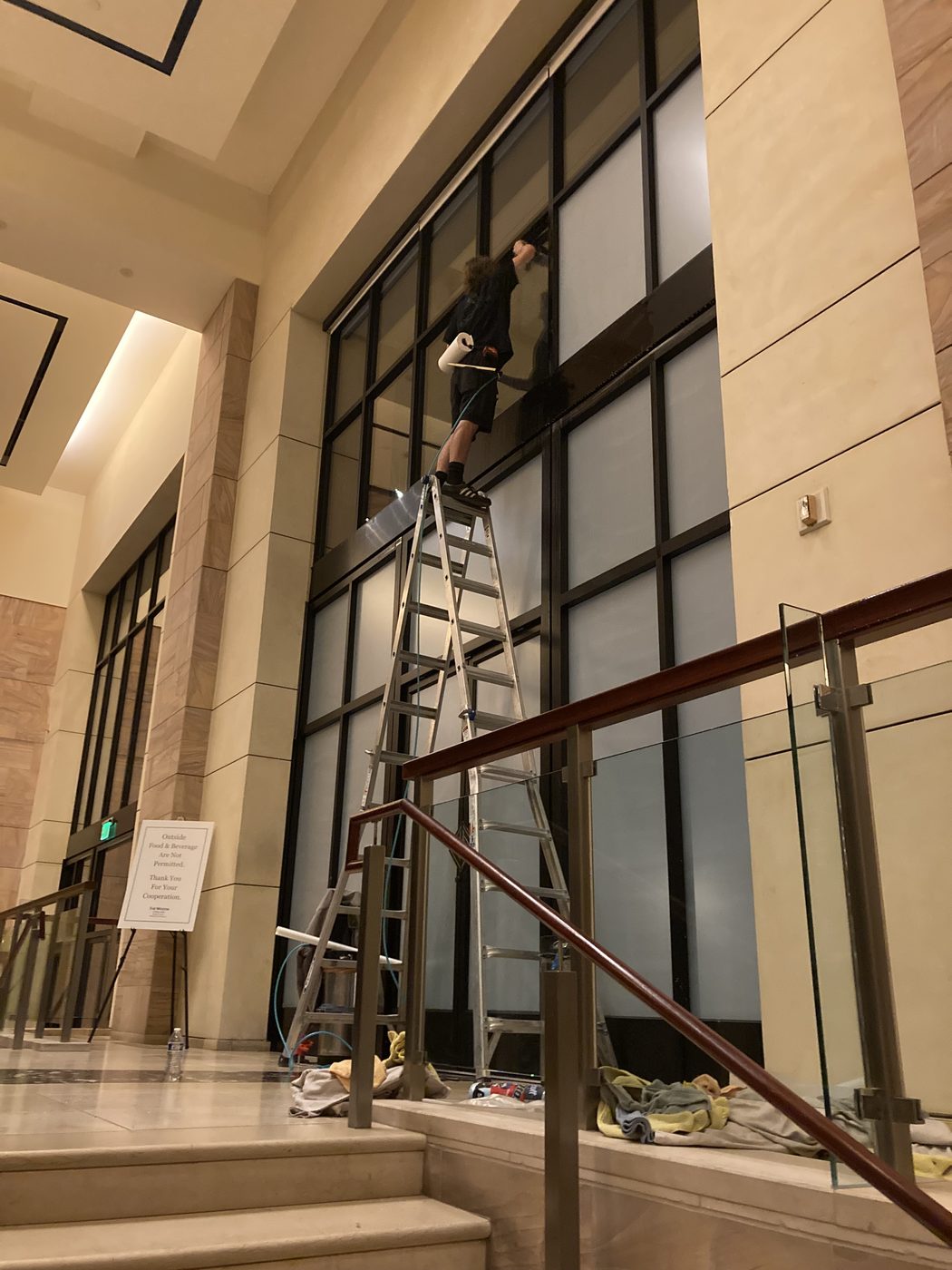 Commercial storefront window film install